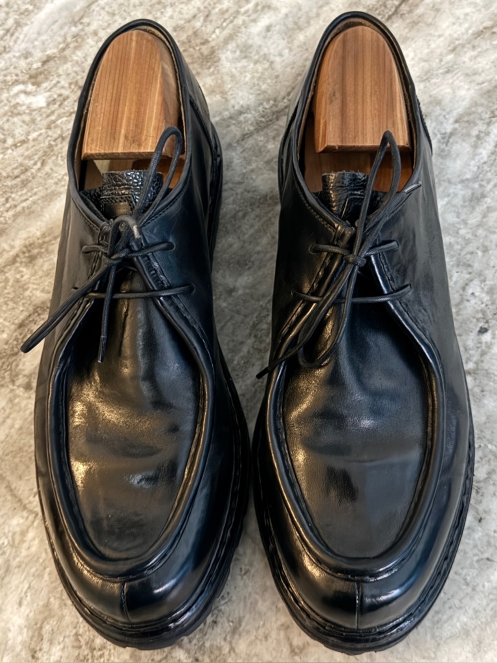 OFFICINE CREATIVE Italian Derby Shoes Black Leather Paraboot 44/ 11 $800 Michael